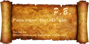 Passinger Benjámin névjegykártya