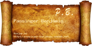 Passinger Benjámin névjegykártya
